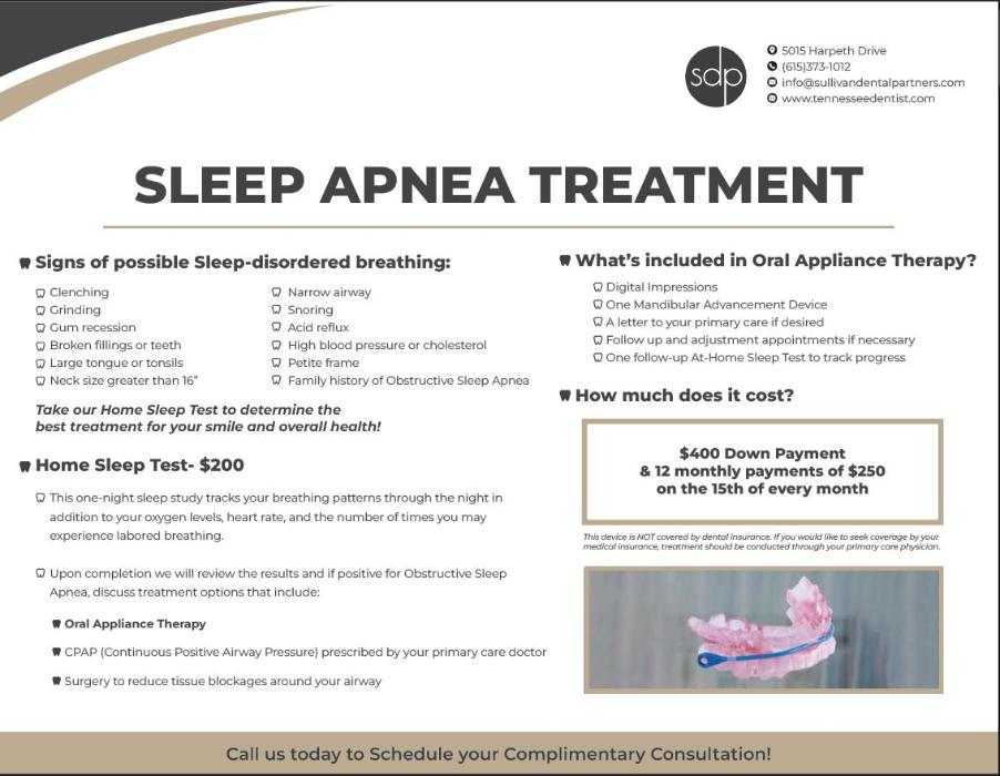Sleep apnea treatment one pager, nashville tn